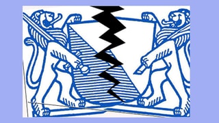 Ein Zürcher Wappen, in der Mitte entzweit