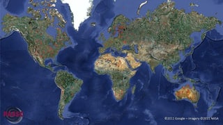 Weltkarte aller bestätigten Einschlagskrater auf der Erde.