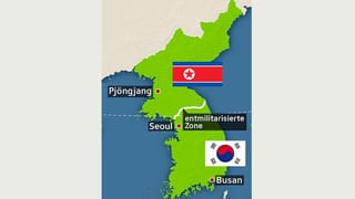 Karte der geteilten koreanischen Halbinsel