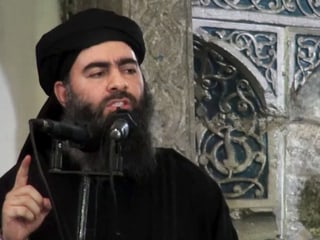 Porträt von Abu Bakr al-Baghdadi.