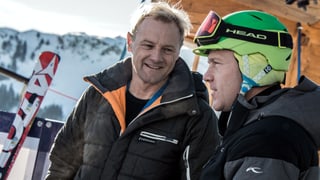 Regisseur Gerald Salmina im Gespräch mit Didier Cuche. Regisseur Gerald Salmina im Gespräch mit Didier Cuche.