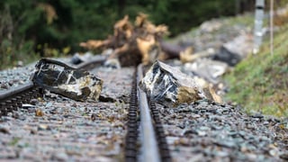 Felsbrocken auf Geleisen