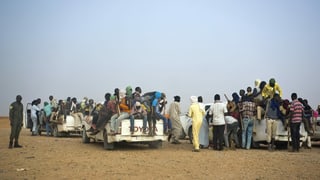 Migranten auf Fahrzeugen Migranten auf Fahrzeugen
