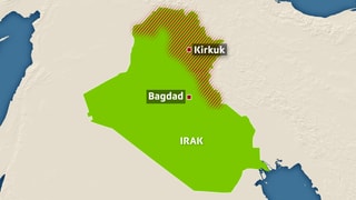 Karte Irak mit dem Gebiet, das die Kurden für sich beanspruchen