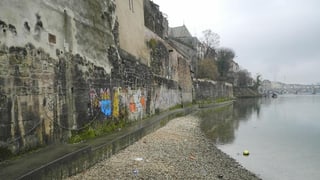 Rheinufer unter dem Münsterhügel in Basel