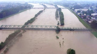 Hochwasserereignis 2005 bei ÖBB-Brücke Lustenau-St. Margrethen
