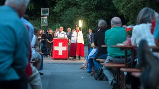 Bundesrat Ueli Maurer bei seinem Auftritt in Lützelflüh am Vorabend des Nationalfeiertages.
