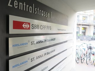 Schilder an einem Seiteneingang des Bahnhofs Luzern.