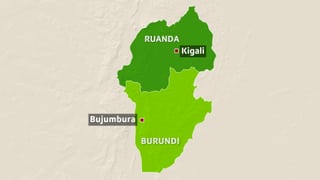 Länderkarte. Im Norden von Burundi liegt Ruanda.