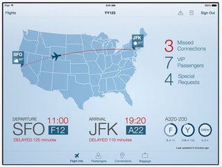 Screenshot App für Piloten: Eine Karte der USA mit Flugrouten. Screenshot App für Piloten: Eine Karte der USA mit Flugrouten.