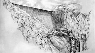 Visualisierung der Staumauer ob der Teufelsbrücke Visualisierung der Staumauer ob der Teufelsbrücke