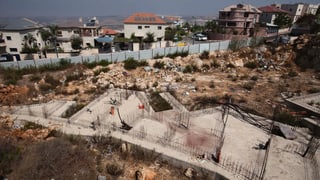 Blick auf eine Baustelle für israelische Wohnungen im Westjordanland