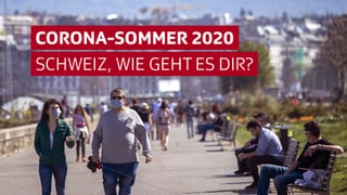 Seepromenade mit Menschen mit dem Titel: Corona-Sommer 2020 - Schweiz wie geht es dir?