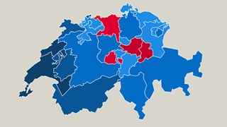 Schweizer Karte mit Ja- und Nein-Stimmen