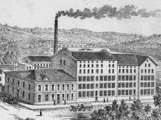 Das Firmengelände der Kammwollspinnerei im Jahr 1903.