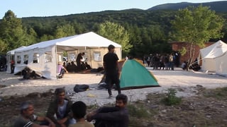 Ein Camp mit Zelten Ein Camp mit Zelten