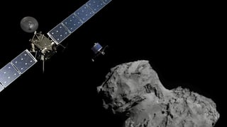 Grafik der Landung von Philae auf dem Kometen Churuyumov-Gerasimenko. Grafik der Landung von Philae auf dem Kometen Churuyumov-Gerasimenko.