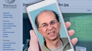 Porträt eines älteren Mannes auf einem Smartphone-Bildschirm.