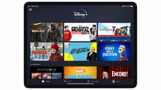 Totale eines Tablets, auf dem die Disneys Streaming-Dienst aufgeschaltet ist.