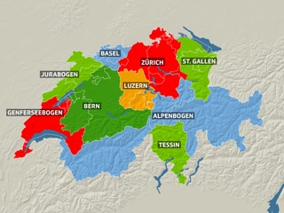 Karte mit neun Kantonen
