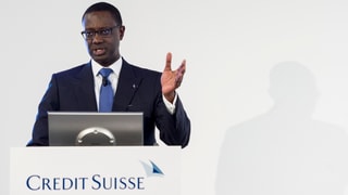 Credit-Suisse-Chef Thiam steht an einem Rednerpult.