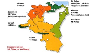 Karte mit den Gefängnissen im Kanton St. Gallen