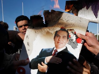 Demo gegen Ben Ali in Tunis 2011. 