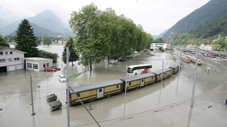 Überschwemmungen in Interlaken nach dem Unwetter 2005.