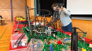 Lego-Ausstellung in Arbon, Aufbauarbeiten Lego-Ausstellung in Arbon, Aufbauarbeiten