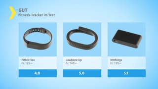 Testgrafik gut mit drei Fitness-Trackern. Testgrafik gut mit drei Fitness-Trackern.