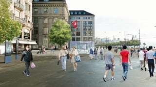 Eine Fotomontage des Schwanenplatzes mit Metrostation. Eine Fotomontage des Schwanenplatzes mit Metrostation.
