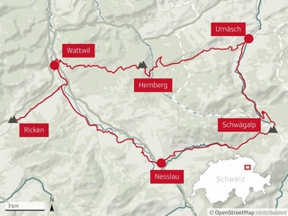 Die Route von Ricken zur Schwägalp