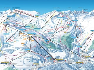 Panoramakarte eines Winterskigebiets