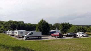 Caravans auf dem Durchgangsplatz im Aarauer Schachen