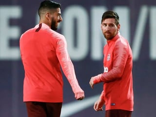 Luis Suarez (links) und Lionel Messi im Training in Barcelona