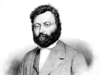 Schwarz-weiss-Zeichnung eines bärtigen Herren mit Brille