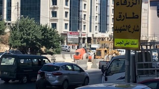 Baustelle an einer Strasse in Amman.