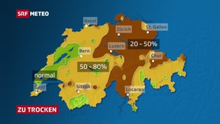 Karte mit den Niederschlagsabweichungen des Juli 2018.
