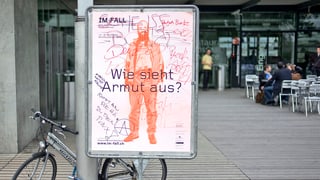 Plakat zu einer Ausstellung über Armut in Bern.