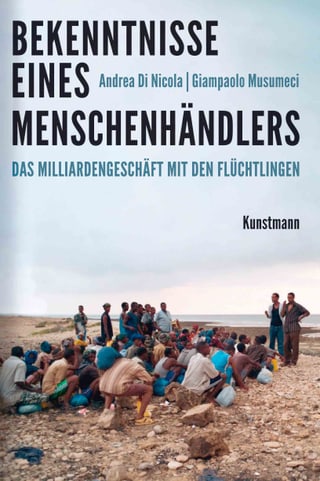 Buchcover: Foto von Flüchtlingen am Strand darüber Schrift.