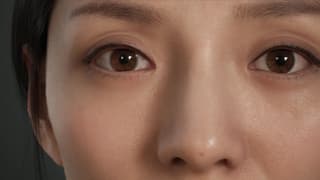 Eine Nahaufnahme der Augen- und Nasenpartie des digitalen weiblichen Avatars Siren.
