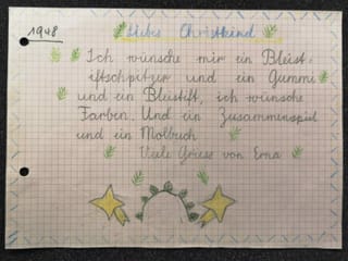 Wunschzettel eines Mädchen an das Chriskind. Wunschzettel eines Mädchen an das Chriskind.