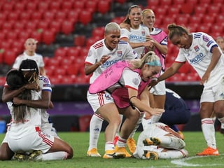 Die Spielerinnen von Olympique Lyon. Die Spielerinnen von Olympique Lyon.