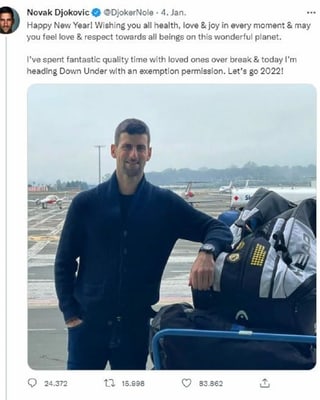 Tweet von Djokovic.