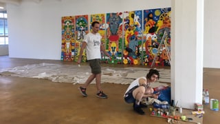 Zwei Künstler bei der Arbeit. Zwei Künstler bei der Arbeit.