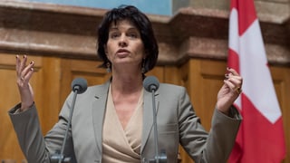 Bundesrätin Doris Leuthard bei ihrem Votum im Nationalrat. Bundesrätin Doris Leuthard bei ihrem Votum im Nationalrat.