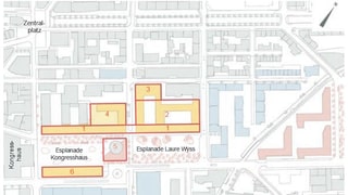Plan des betroffenen Gebiets im Zentrum der Stadt Biel Plan des betroffenen Gebiets im Zentrum der Stadt Biel