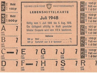 Rationsmarke, Lebensmittelkarte vom Juli 1948 Rationsmarke, Lebensmittelkarte vom Juli 1948