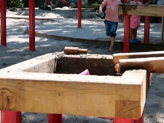 Holzkanal um mit Wasser zu spielen