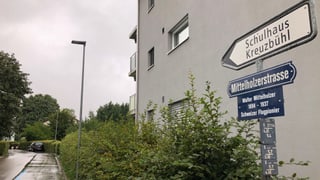 Die Mittelholzerstrasse in St. Gallen mit der Erklärungstafel, wer Walter Mittelholzer war. Die Mittelholzerstrasse in St. Gallen mit der Erklärungstafel, wer Walter Mittelholzer war.